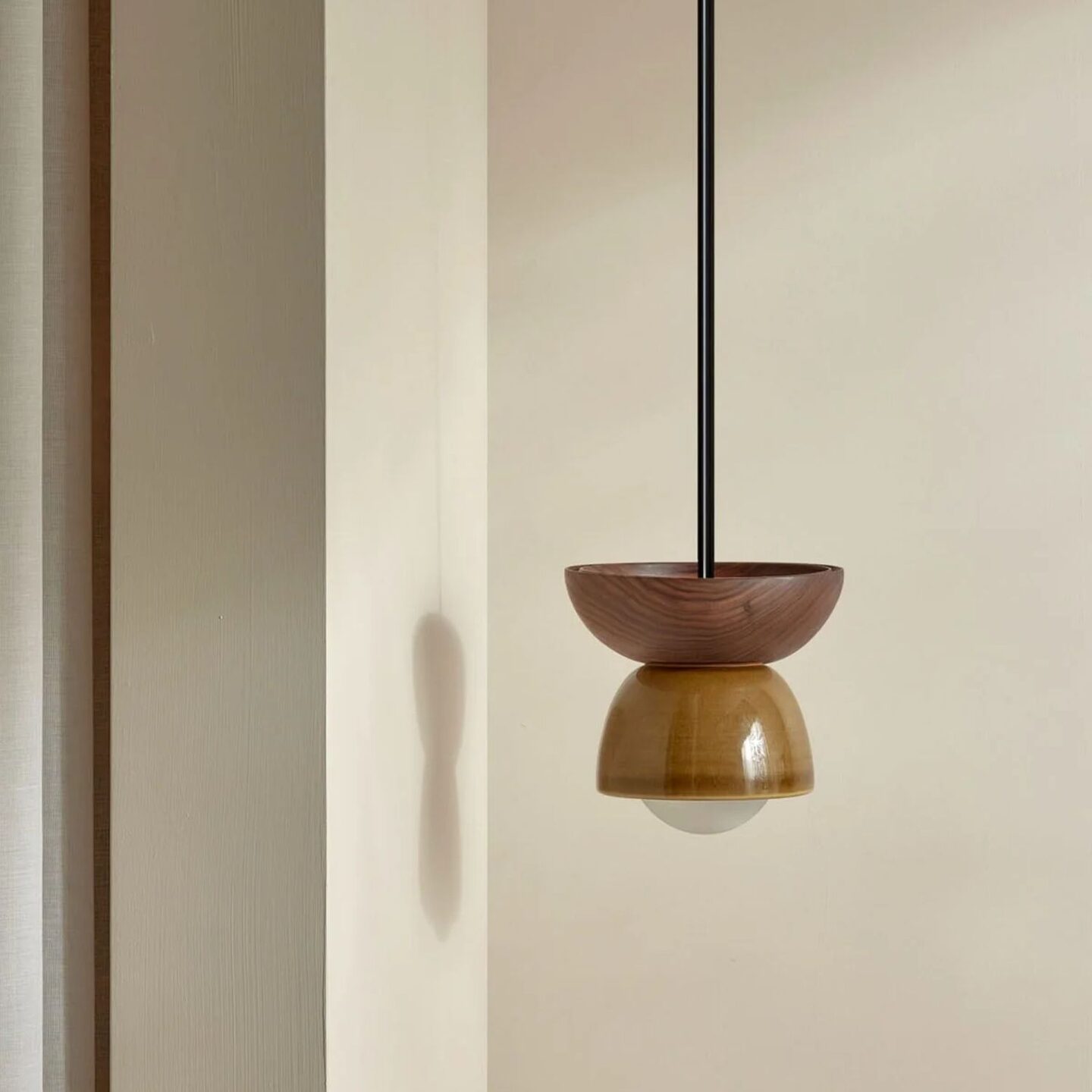Terra 00 Pendant Light - Solid Rod Chartreuse, Walnut, Brushed Black